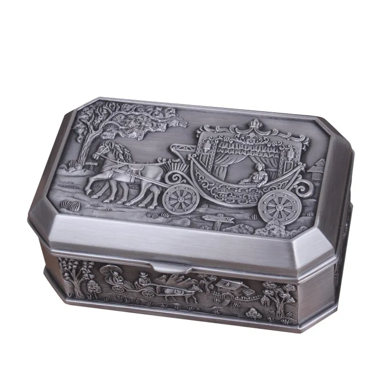 European Antique Jewelry Box, Metal Tin Retro Classic Creative Jewelry Box, Necklace Bracelet Watch Storage Box