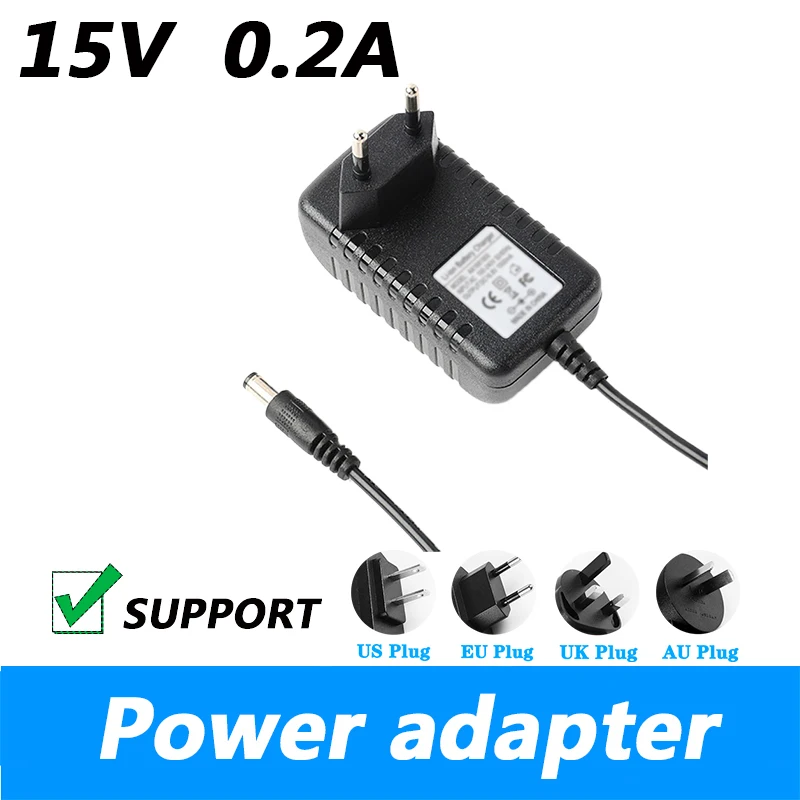 

DC 15V 0.2A Power Adapter Switching Power Supply Charger For Monitoring Equipment And Speakers UK Plug AU Plug 5.5*2.1MM