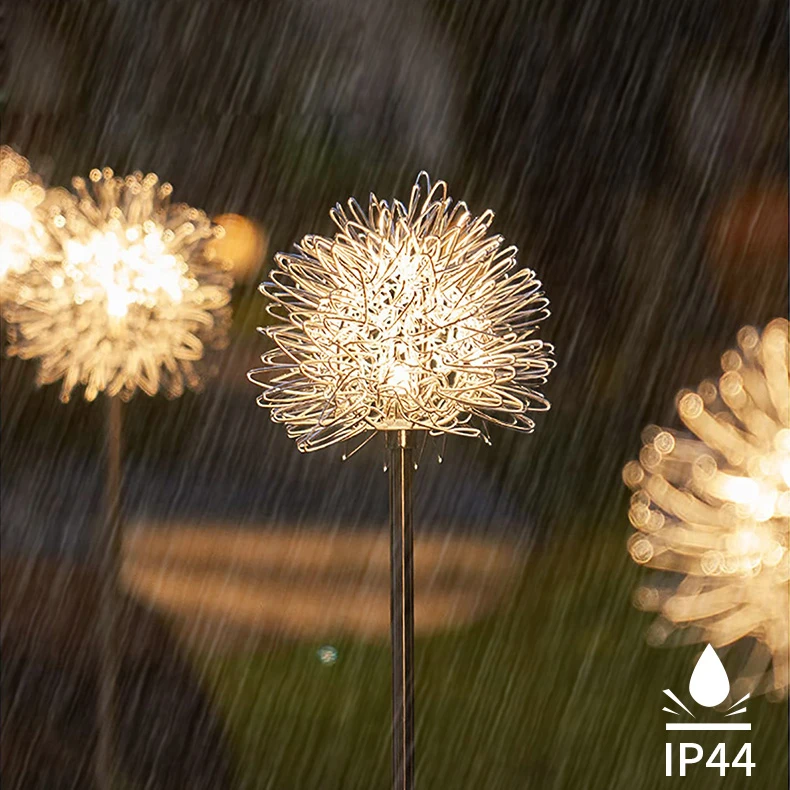 4/2 pçs led luz solar dandelion flor bola ao ar livre impermeável jardim rua gramado estacas lâmpadas de fadas corda quintal arte decoração