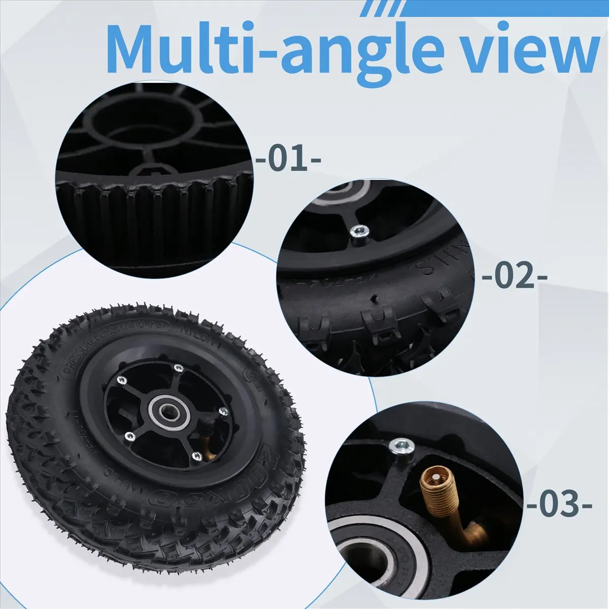 Super Sale Rear Wheel 8 Inch 200X50 Pneumatic Tires for Electric Skateboard Damping Cross Country Skateboard Tubeless Tyre Parts