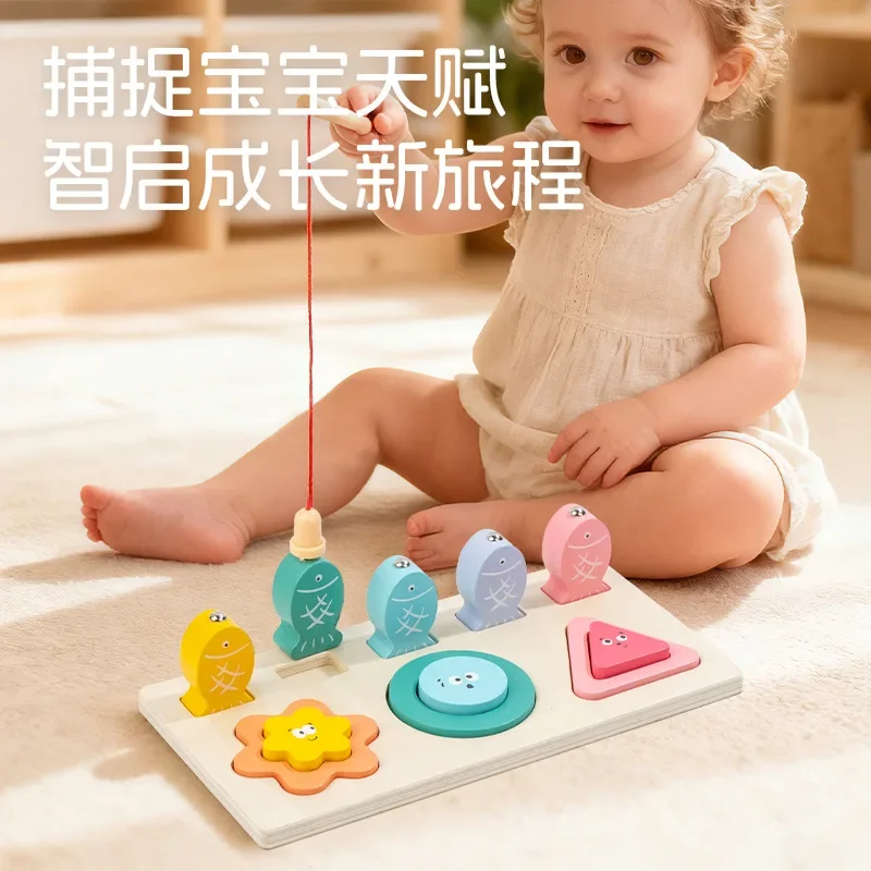 Kids Montessori Wooden Toys Color Shape Matching Puzzle Game Colorful Beaded Color Cognition Educational Toys Gift For Children