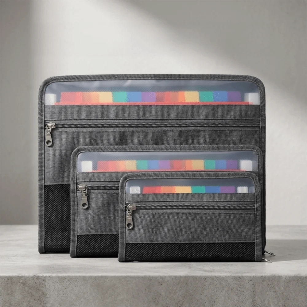 13 Pockets Expanding File Folders Rainbow Color Large Capacity Document Case A4 Letter Size 13 Layer File Organizer Bag Office