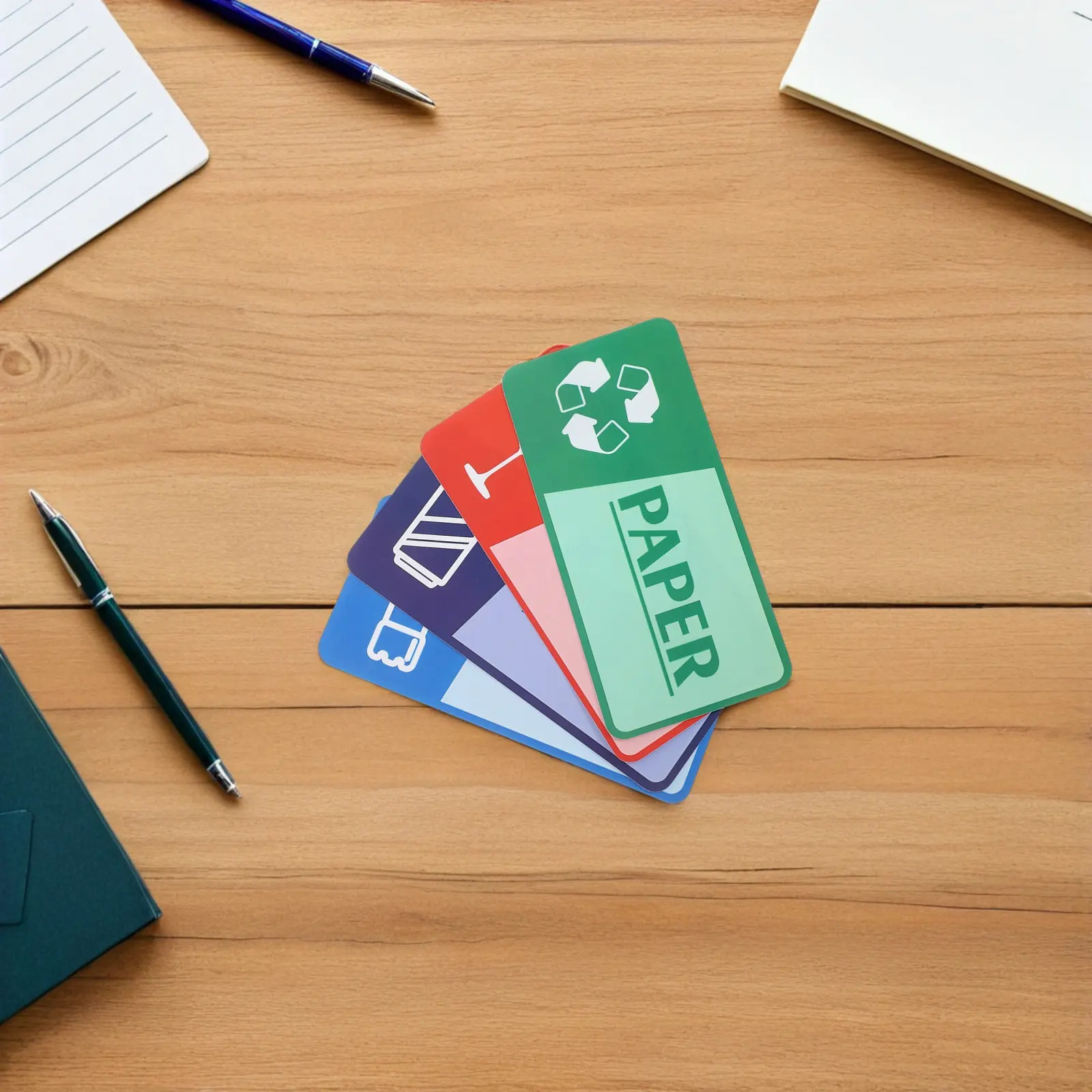 8Sheets Recycling Label Stickers for Trash Bins Fade-Resistant All-Weather Self-Adhesive Signs for Plastic Paper Glass Bin