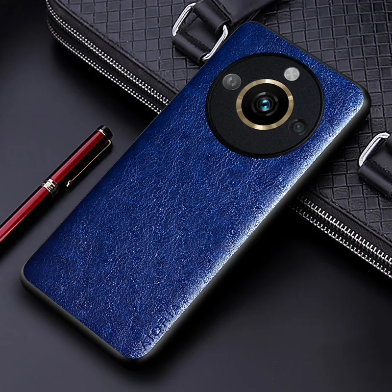 Luxury leather Case for Realme 11 Pro Plus 5G 4G funda Business solid color Soft TUP&Hard PC Phone cover for Realme 11 pro plus