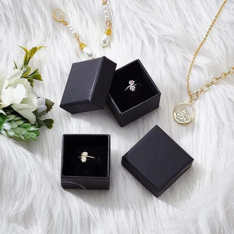 24 Pack Jewelry Ring Boxes Kraft Square Boxes