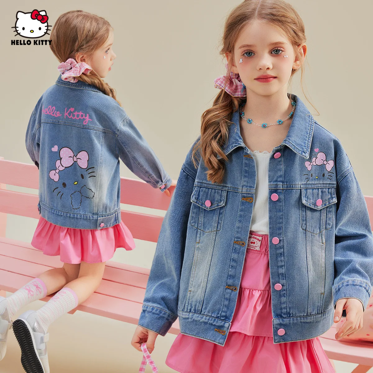 

Sanrio Girl Fashion Coat Hello Kitty New Autumn Models Kuromi Cute Gift Leisure Comfortable Cartoon Sweet Cowboy Loose Coat