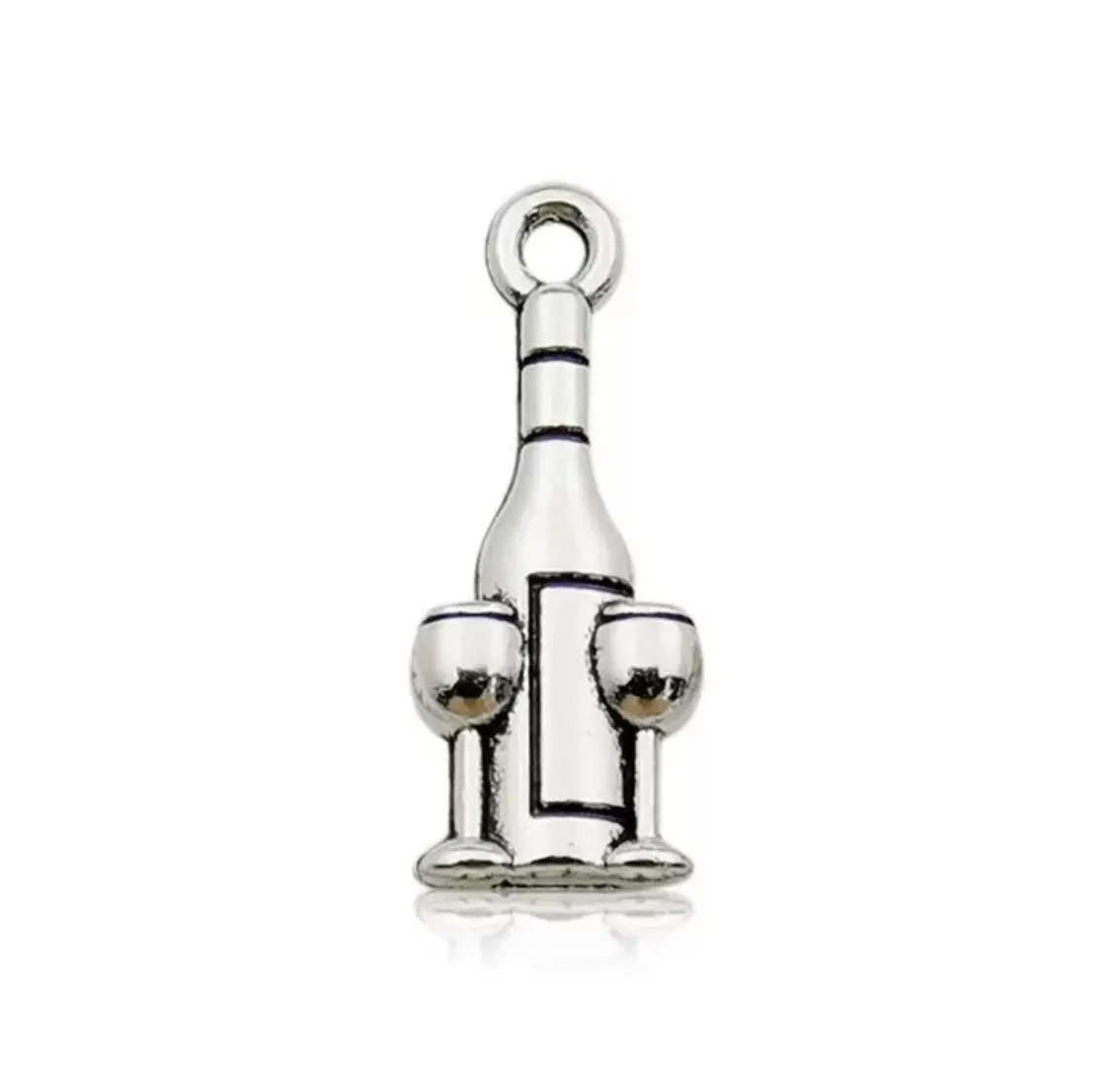 25pcs   20*18mm   Alloy metal tibetan silver color wine bottle &cup  charms  HWEF1627 for handmade findings