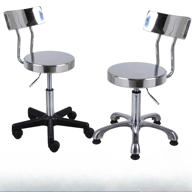 Adjustable Height Stainless Steel Rotating Backrest Stool for Laboratory Clinic Hair Salon Beauty Hairdressing Bar Chair