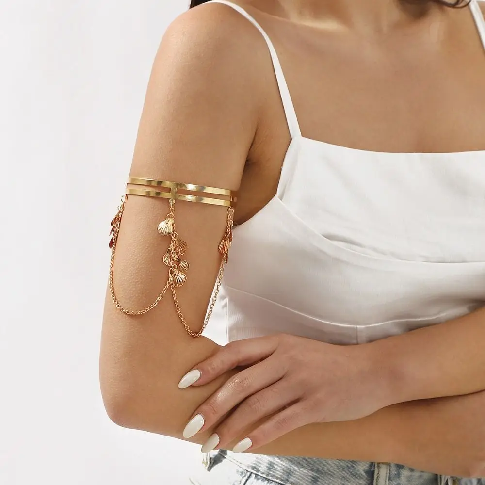 Creative Metal Opening Arm Bracelet Multi Style Adjustable Wide Open Bangle Retro Gold Color Arm Cuff Party Wear