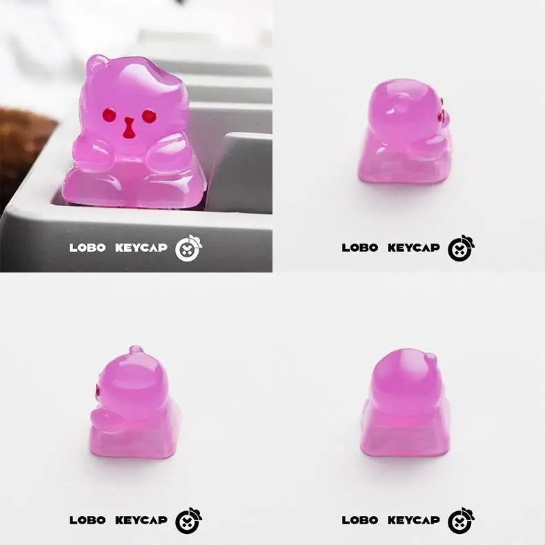 لوبو Keycap الكرتون الدب الصغير غائر شفافة Keycap شخصية الراتنج الفن كيكابس لوحات المفاتيح الميكانيكية لعبة الديكور هدية