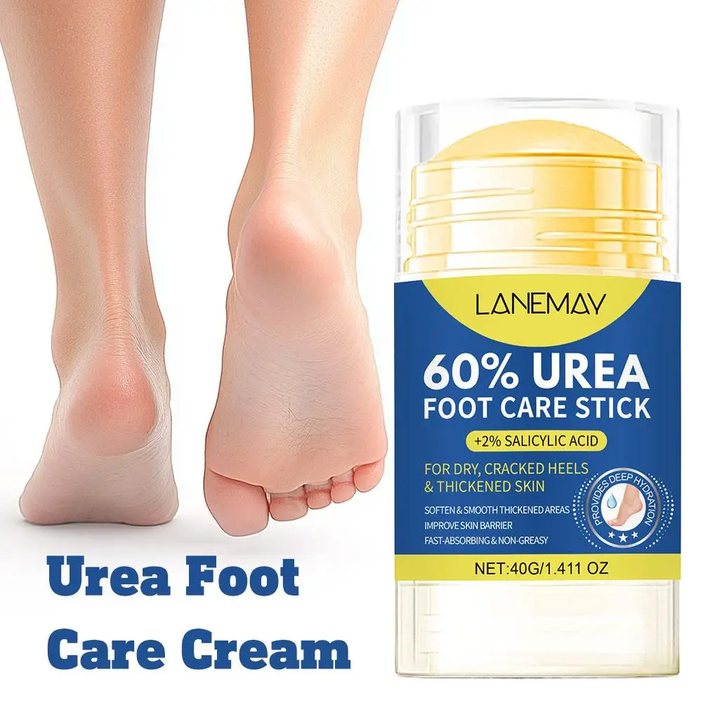 40 g Harnstoff-Fußpflegestift, feuchtigkeitsspendende Peeling-Creme für trockene, rissige Fersen, nicht fettend, schnell absorbierend, tragbare Fußreparatur