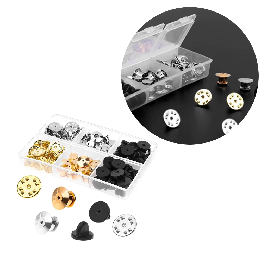 

84pcs Metal Backs Replacement Flat Round Pin Keepers For Brooch Tie Tack Hat Badges Lapel Pins Jewelry Making Craft Diy Projects