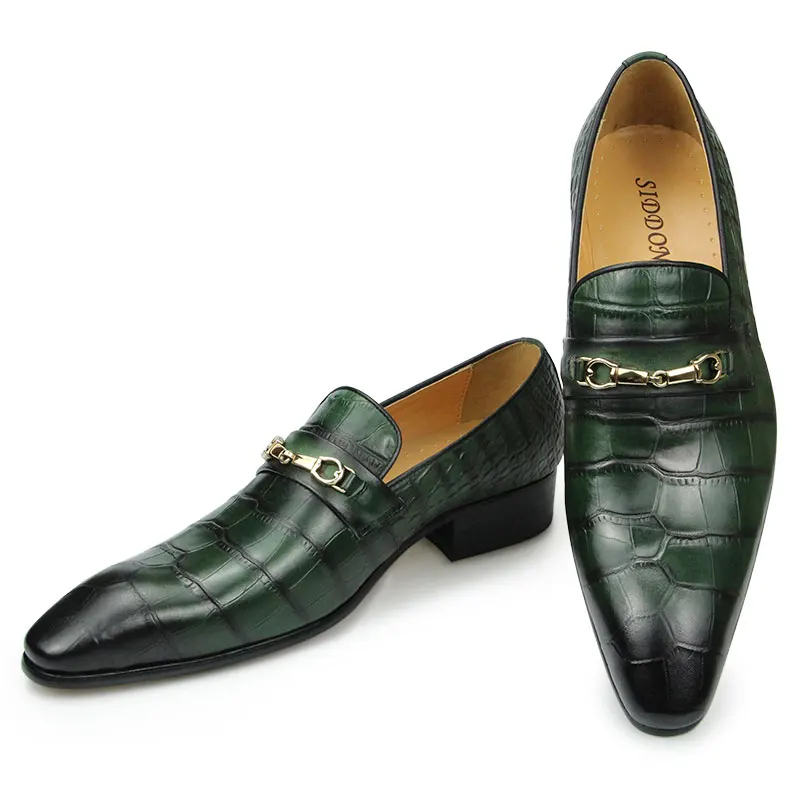 Zapatos clásicos para hombre, piel de vaca pura de alta calidad, traje Formal informal de oficina, calzado combinado, mocasines con hebilla de Metal para caballeros