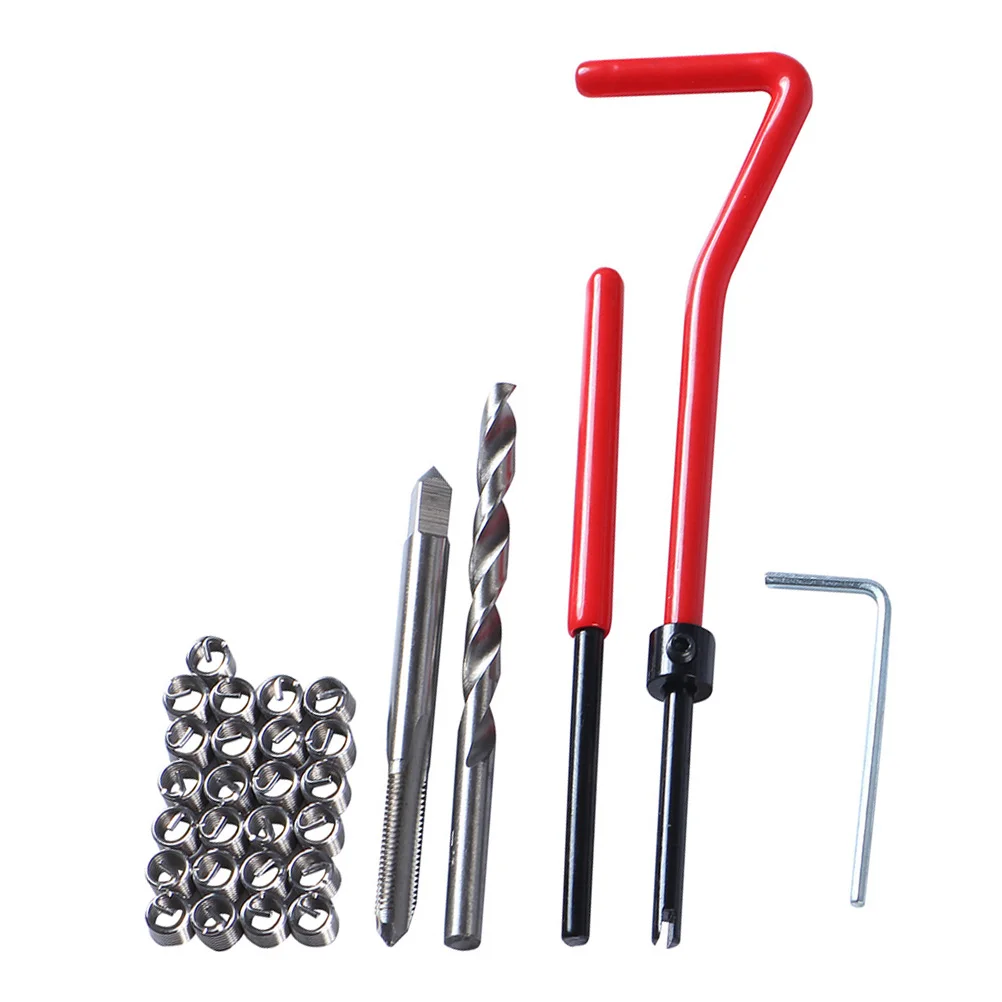

30 Pcs Repair Tool Rethreading Automotive Wire Insert Kit Durable Alloy Car Wire Insert Kit Tire Maintenance Solution
