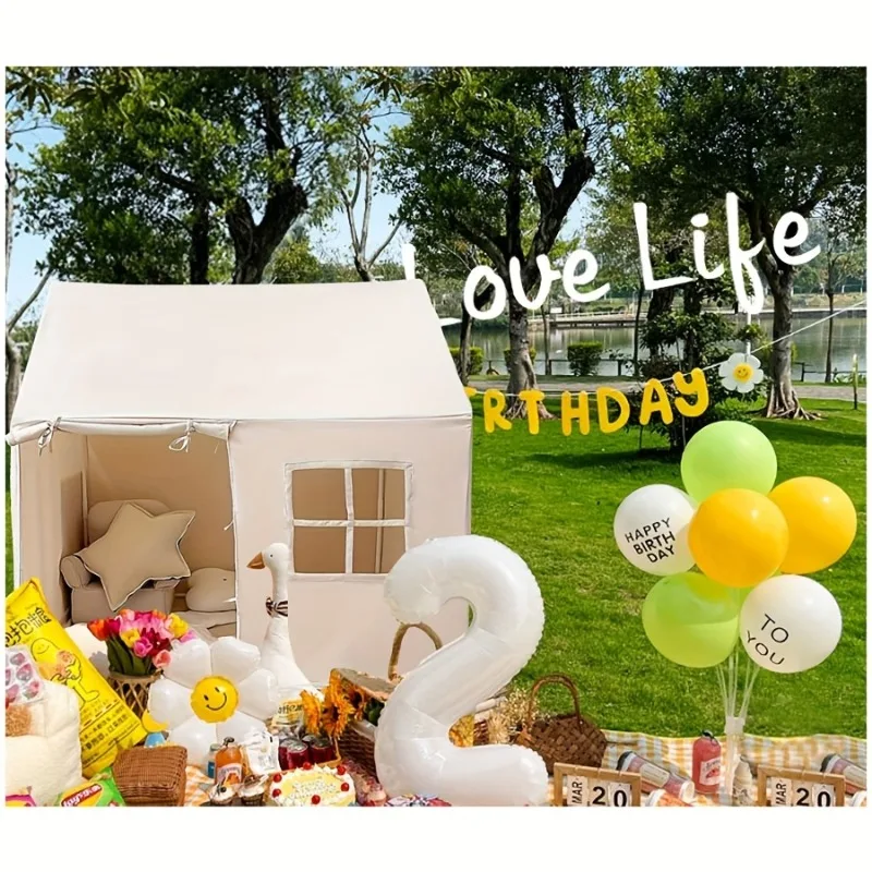 เต็นท์เด็กแบบอีโคเฮาส์พร้อมแผ่นรองพื้น สนามเด็กเล่นขนาดใหญ่พร้อมหน้าต่าง ทำความสะอาดง่าย วางได้ทั้งในบ้านและนอกบ้านได้อย่างอิสระ