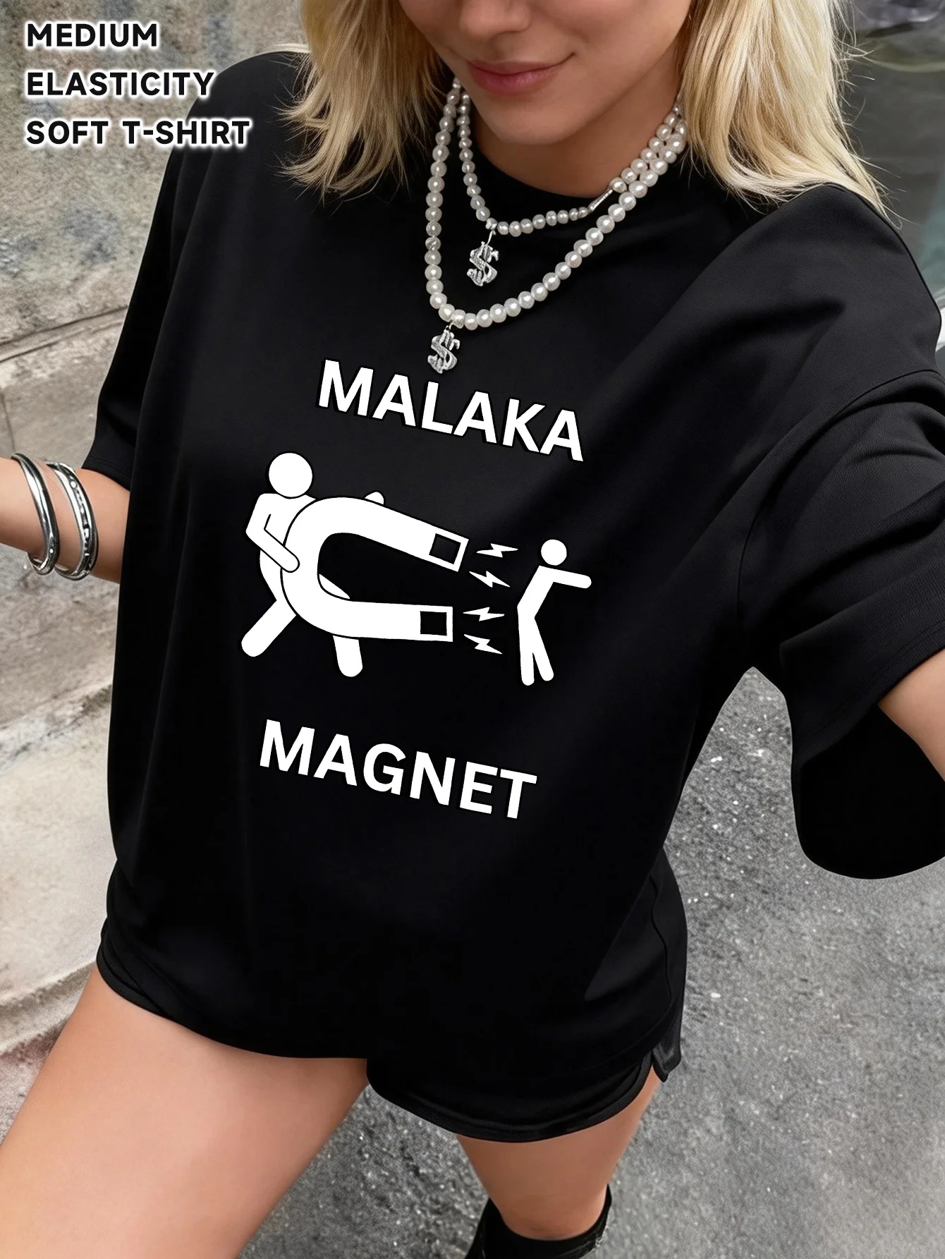 Funny Malaka Magnet Graphic T-Shirt Sarcastic Greek Slang Tee Harajuku Streetwear Aesthetic Summer Short Sleeve Tops Unisex