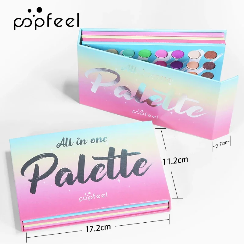 POPFEEL All in one Makeup Palette Set Highly Pigmented Glitter Matte Eyeshadow Powder Blush Lipgloss Concealer Cosmetic Palette