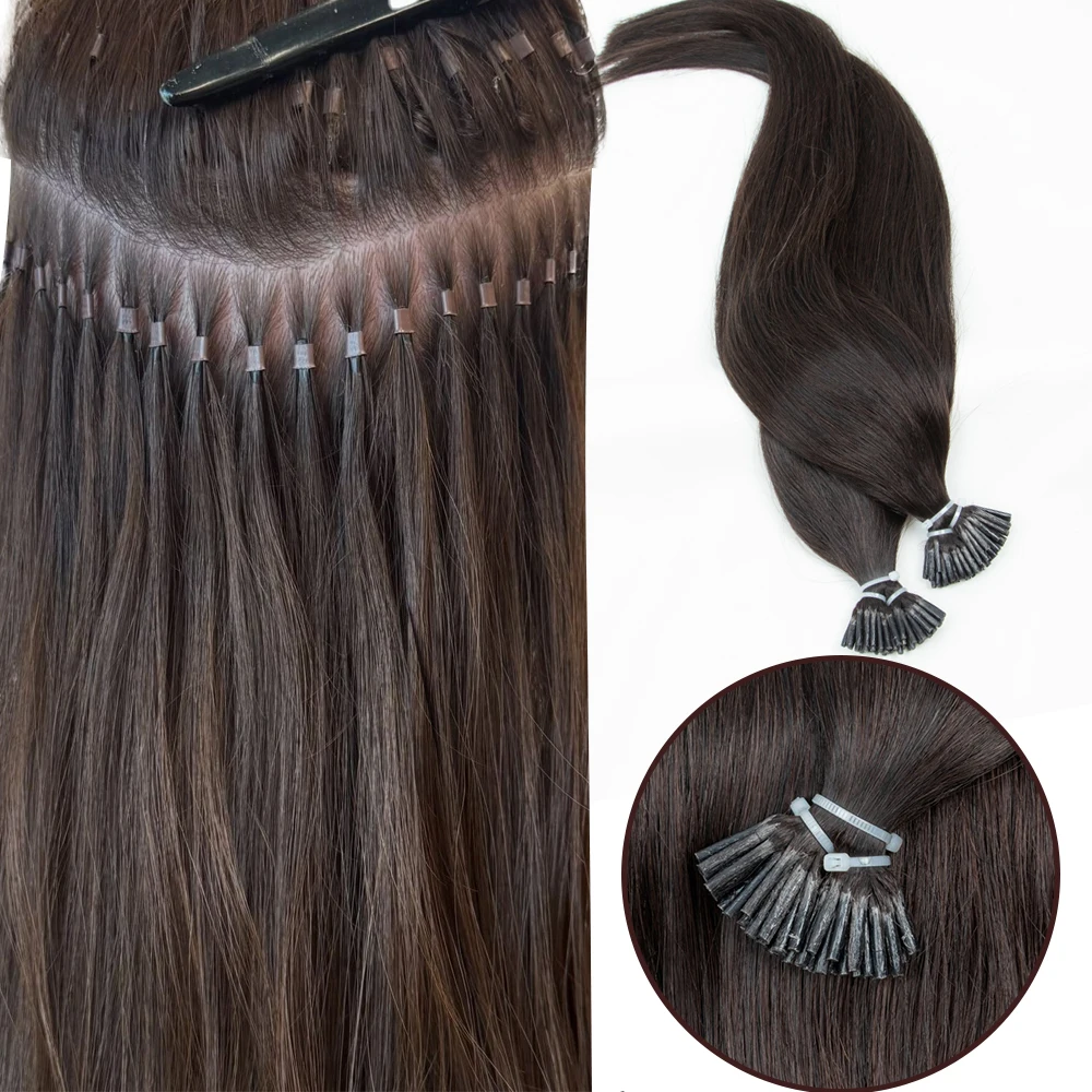 MRSHAIR I Tip Extension Human Hair Machine Remy Keratin Hair Hot Pre-bonded Micro Beads Hair For Women 12