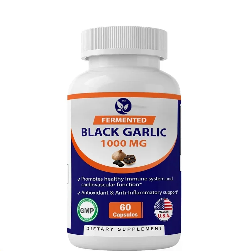 Vitamin Fermented Black Garlic Extract 1000mg 60 Capsules - Non Gmo, Gluten Free - Antioxidants And Cholesterol Support