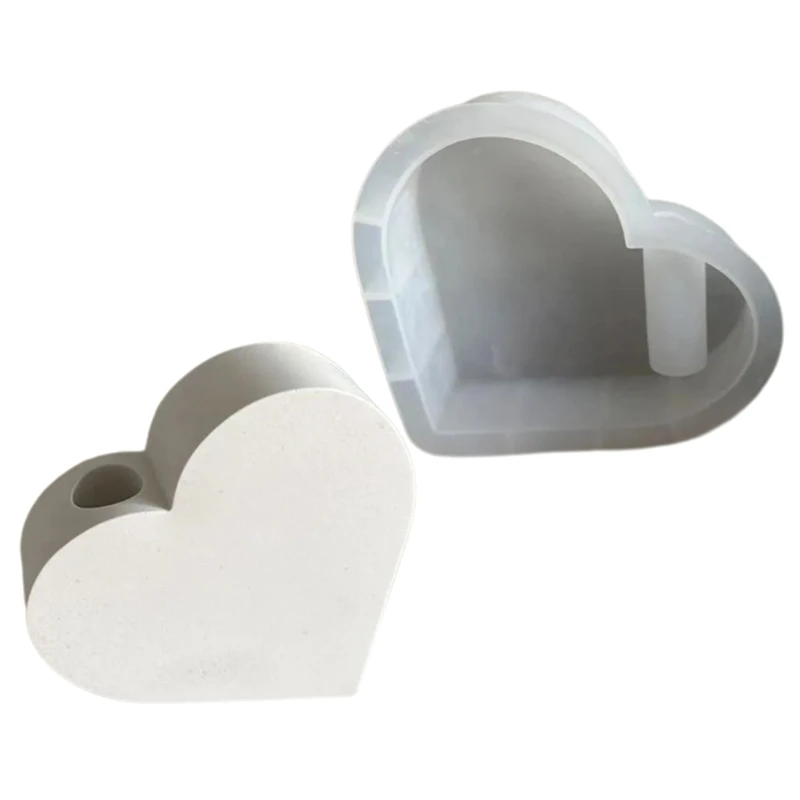 Mold Heart Holder Silicone Mould Candlestick Molds Plaster Gypsum Office Decorations Moulds R3MC