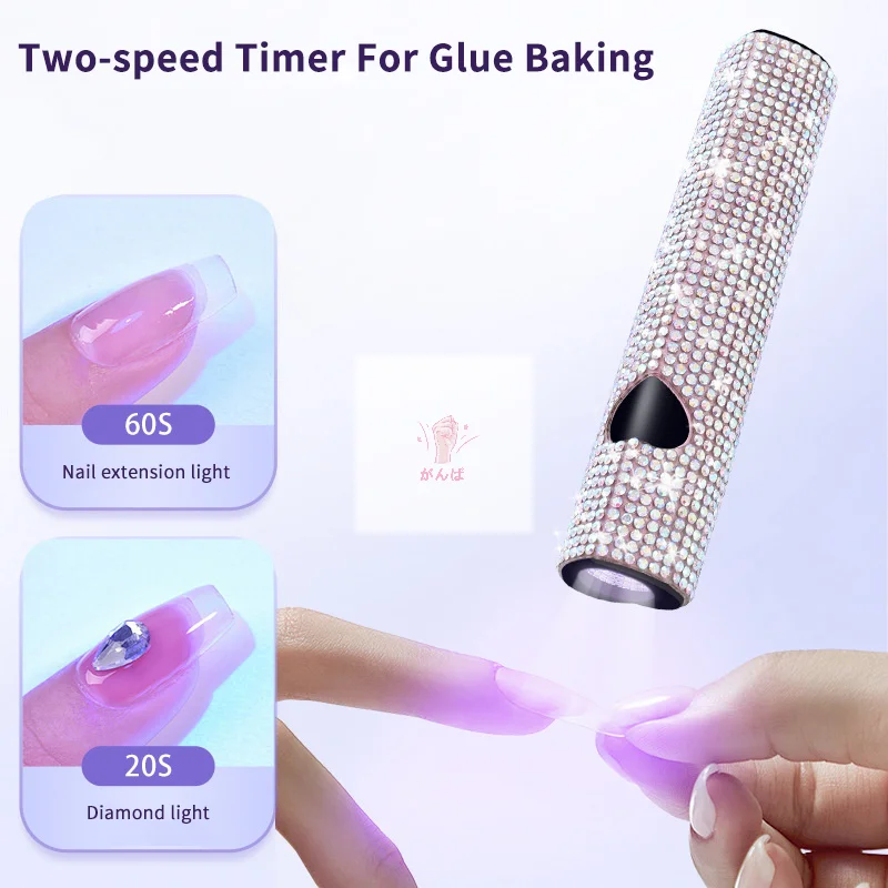 

Cross-Border Handheld Metal Nail Art Lamp, Spotlight Type, No Black Hands, Rechargeable Light Therapy Lamp, Quick Drying Lamp fo