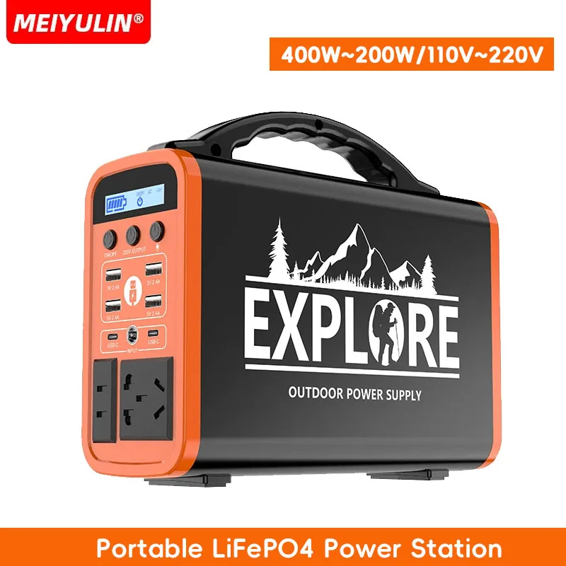 휴대용 발전소 220V 110V AC 태양광 발전기, 야외 비상 모바일 60000mAh LiFePO4 외부 배터리, 캠핑용, 400W