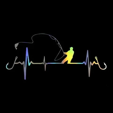Автомобильная наклейка 3D Heartbeat Рыбалка Стайлинг автомобиля Забавная декоративная наклейка Забавная наклейка Мотоцикл Стайлинг автомобиля 17 см * 8 см