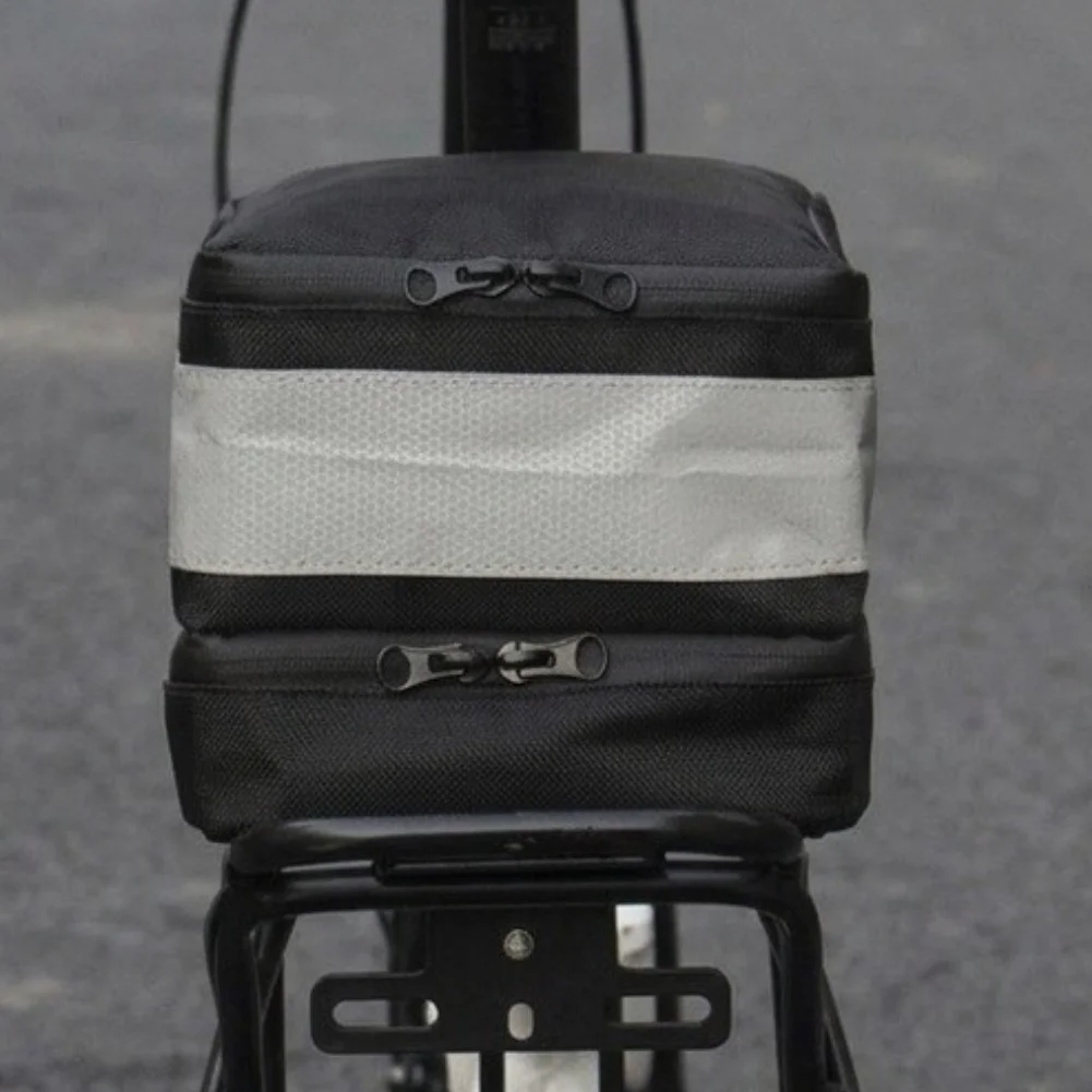 for Double Layer Cargo Bag Black E-bike Rear Pannier Compact Dimensions Water-resistant Fabric For Daily Commuting