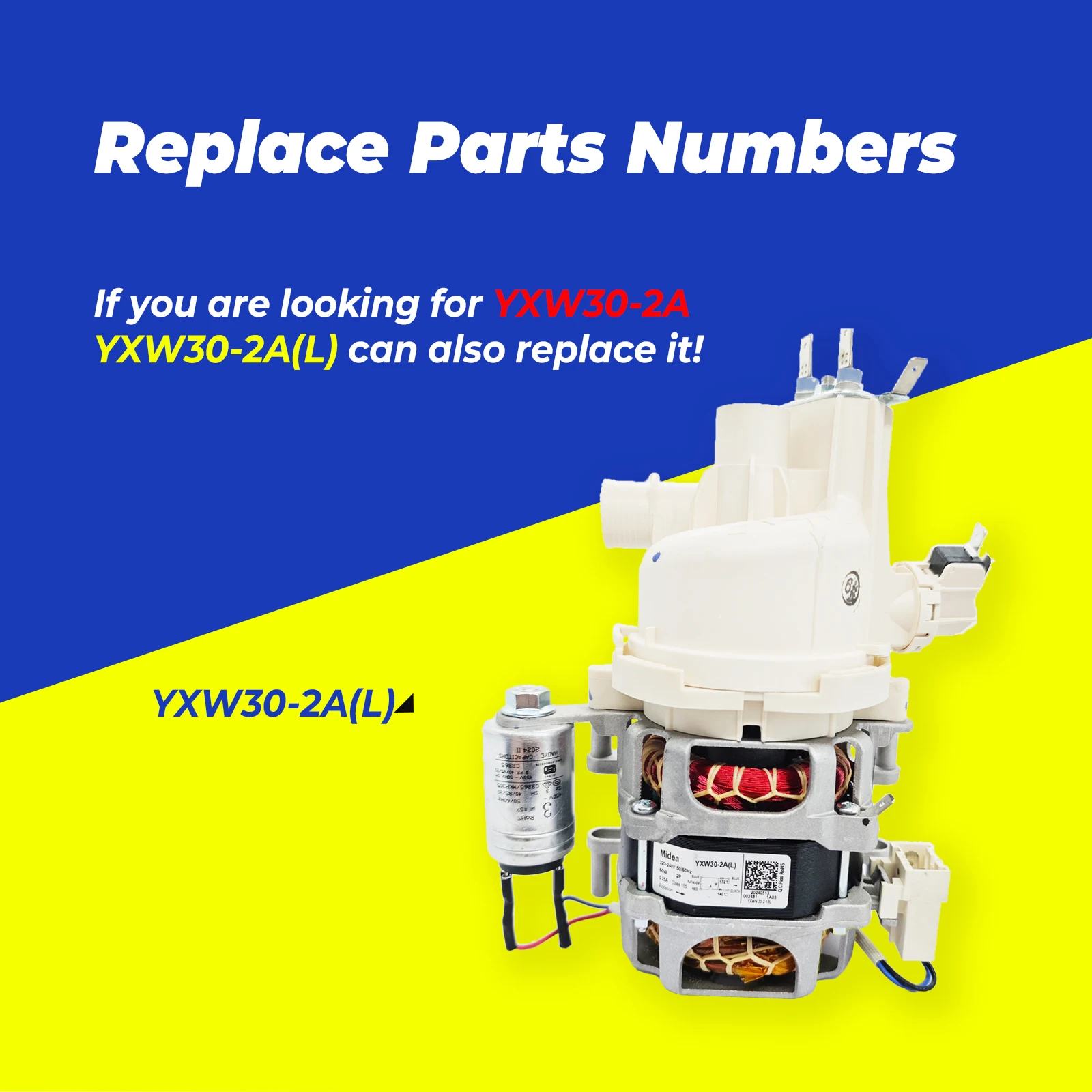 حقيقي جديد ميديا YXW30-2A(L) الألومنيوم لفائف 220-240 فولت 50/60 هرتز 60 واط 0.25A مضخة توزيع غسالة الصحون لميديا هانسا كايزر