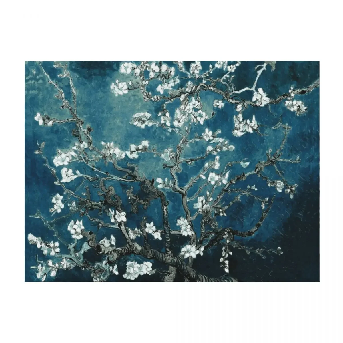 

Van Gogh Almond Blossoms Dark Teal Throw Blanket Thermal Stuffeds Beautifuls Thermals For Travel Blankets