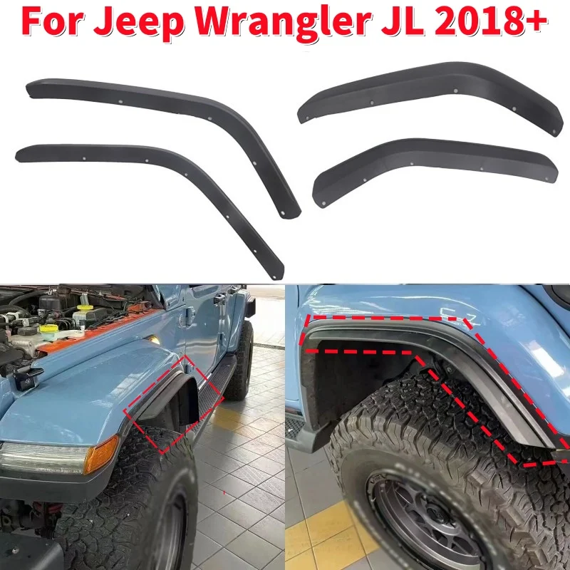 

4Pcs/set Car Fender Flares Wheel Eyebrow Trim Modified Eyebrow Widened Fender Mudguards for Jeep Wrangler JL 2018+