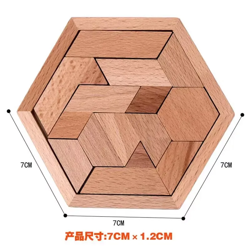 Puzzle classico esagonale Tangrams colorati Brainstorming 11 pezzi Jigsaw Puzzle giocattoli educativi per alleviare lo Stress per bambini
