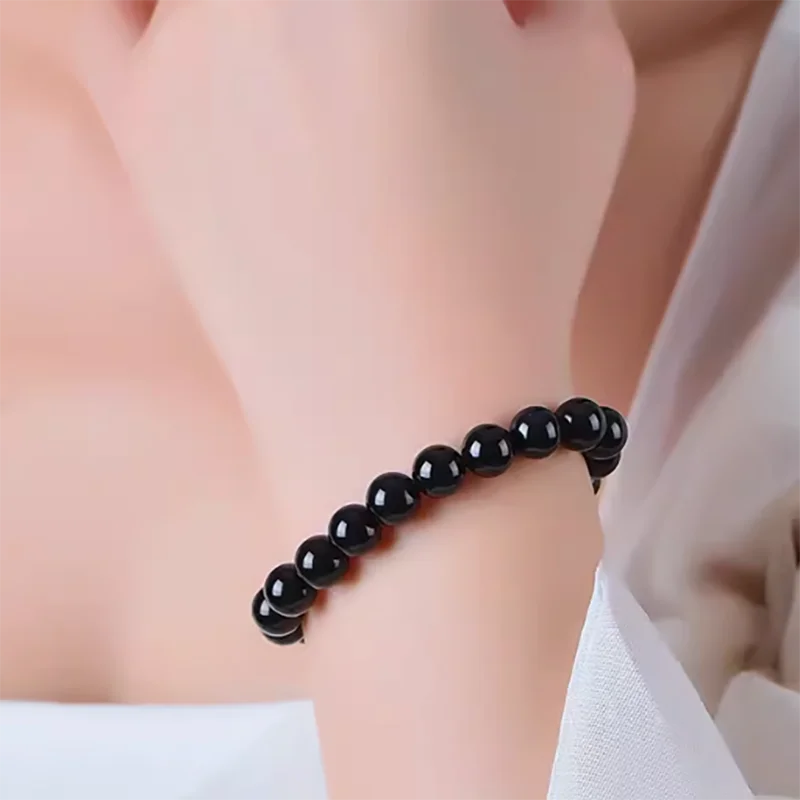 Natural Black Obsidian Buddhist Prayer Healing Bead Bracelet For Men Magnetic Health Protection For Women Soul Jewelry