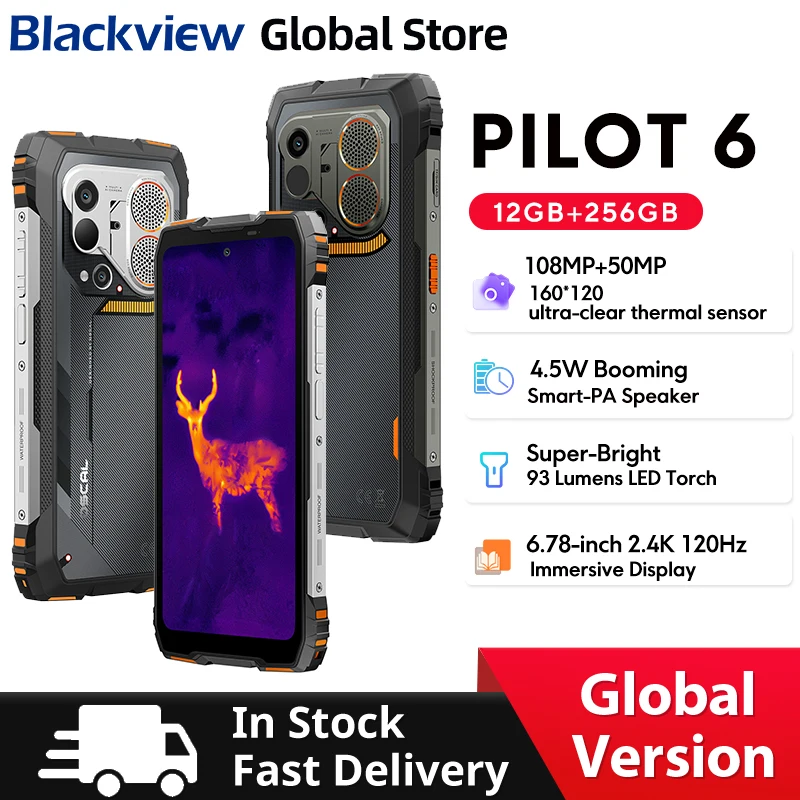 New Blackview Oscal Pilot 6 Rugged Phone 6.78-inch 2.4K 120Hz Display Thermal imaging 4.5W 98dB Speaker 10000mAh Cellphone