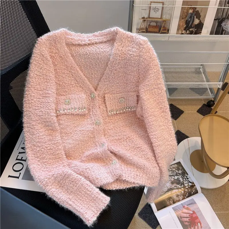 2023 nuovo abbigliamento donna autunno inverno Cardigan sottile Solid Ladies Temperament top bottoni con scollo a v Cardigan giacche manica lunga