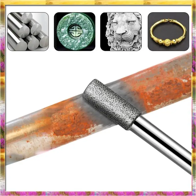 Aug. 6MM Shank Cylinder Diamond Grinding Bits Cylindrical Points Coated Carving Burrs Lapidary Tools Jade Stone Marble