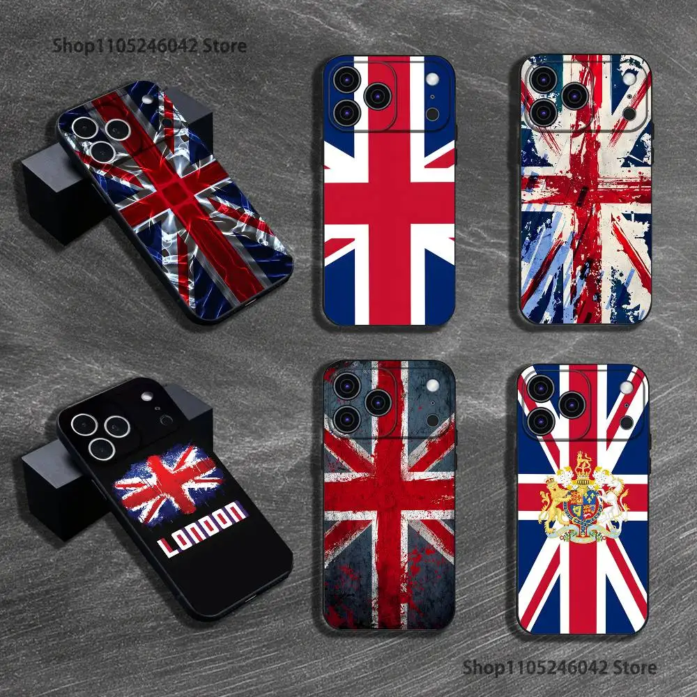 

Union Jack British UK Flag Phone Case For iPhone 17,16,15,14,13,12,11,Pro,XS,Max,XR,Plus,E,SE4,Mini Black Shockproof Soft Cover