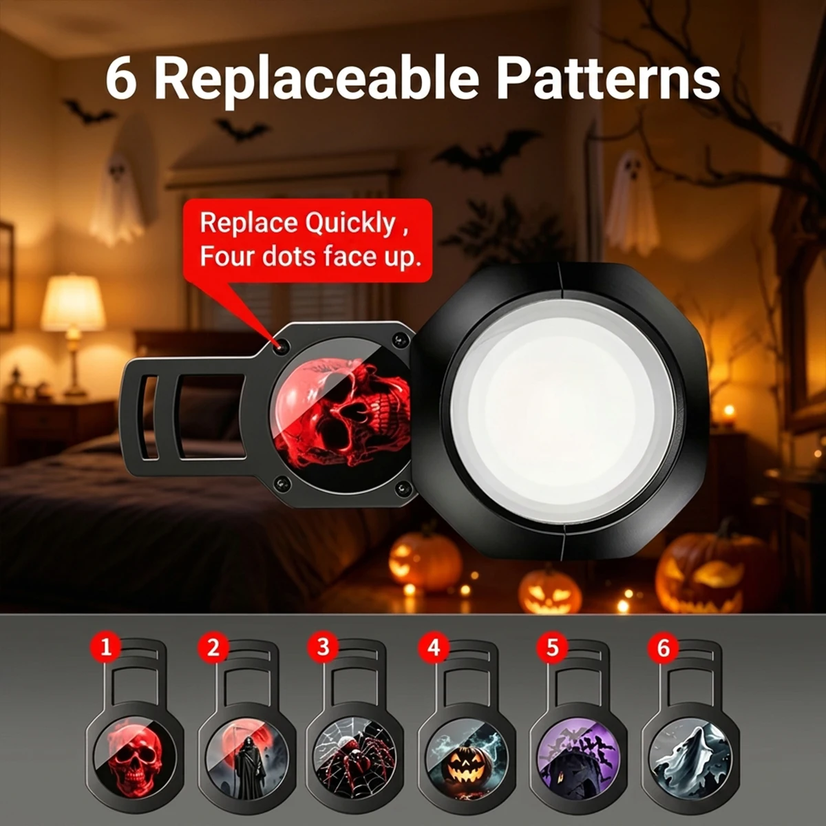 USB Projection Light Halloween/Planet/Christmas Theme Switchable Pattern Indoor Ceiling Decor Projection for Holiday Party Xmas