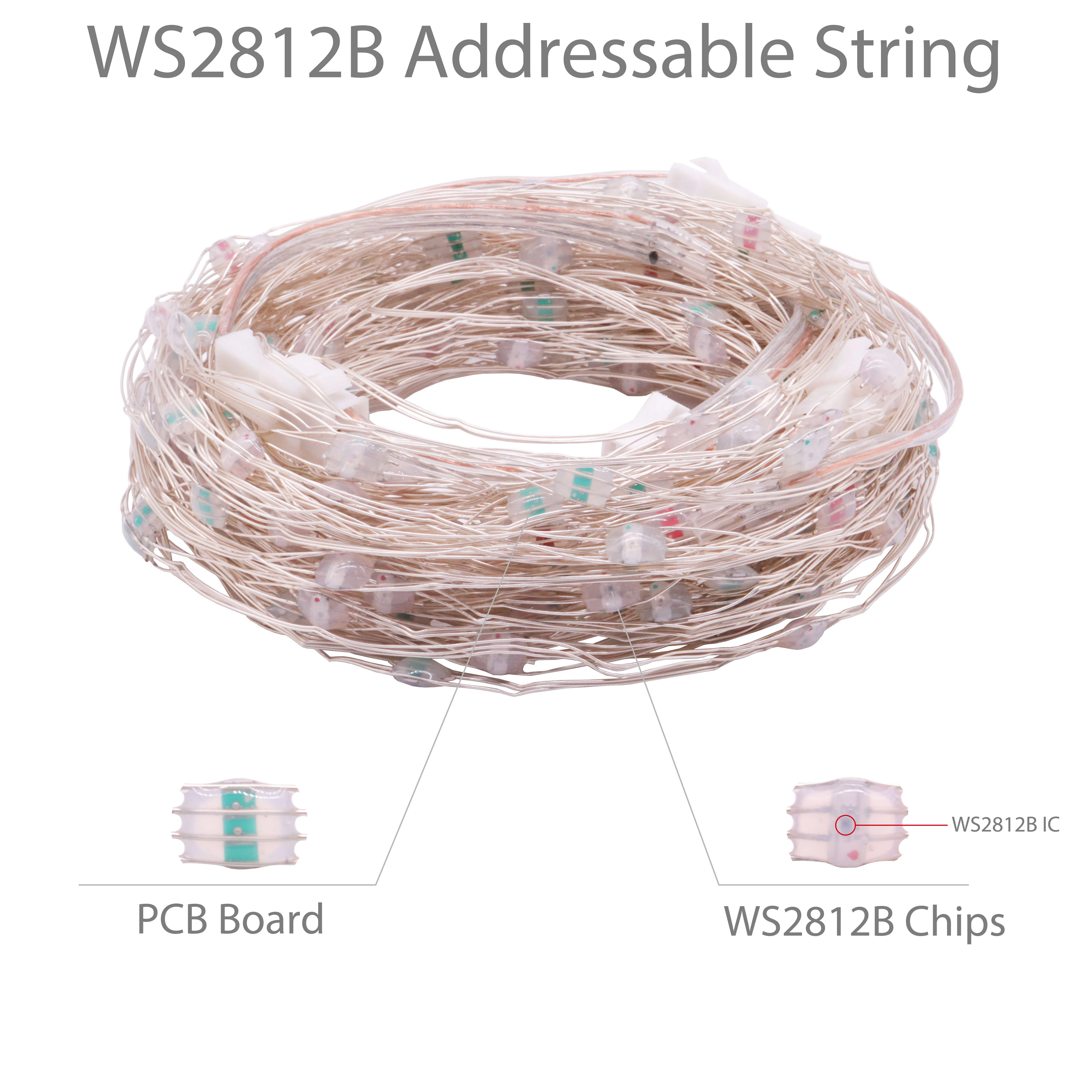 WS2812B DC5V RGBIC LED łańcuch świątecznych lampek oświetlenie imprezowe dekoracje urodzinowe Dreamcolor String adresowalne indywidualnie IC