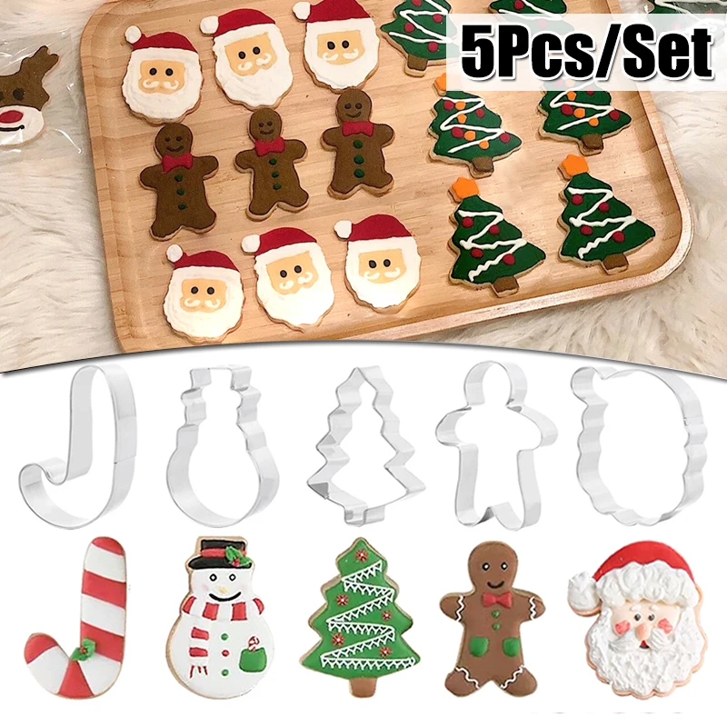 5 Teile/satz Weihnachten Cookie Schneider Cutter Lebkuchen Mann Fondant Gebäck Formen Für Kuchen Dekorieren Küche Form Backen Werkzeuge