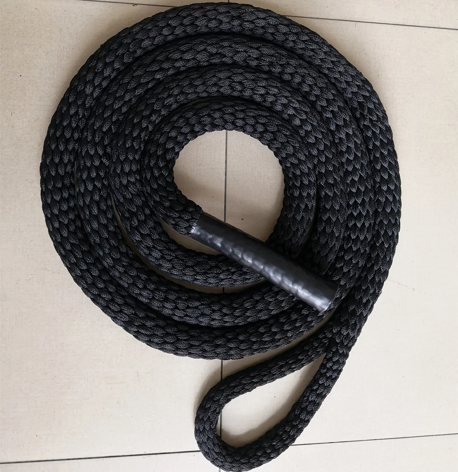 1.5In*40ft Black Nylon Battle Rope Braided Wear-Resistant Non-dispersible Training Rope