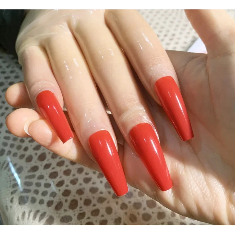 Crossdress Мужской Женский Масло Блестящие Прозрачные Супер Тонкие Латексные Зентаи Длинные Красные Плоские Ногти Фетиш Прозрачные Косплей Перчатки Кигуруми