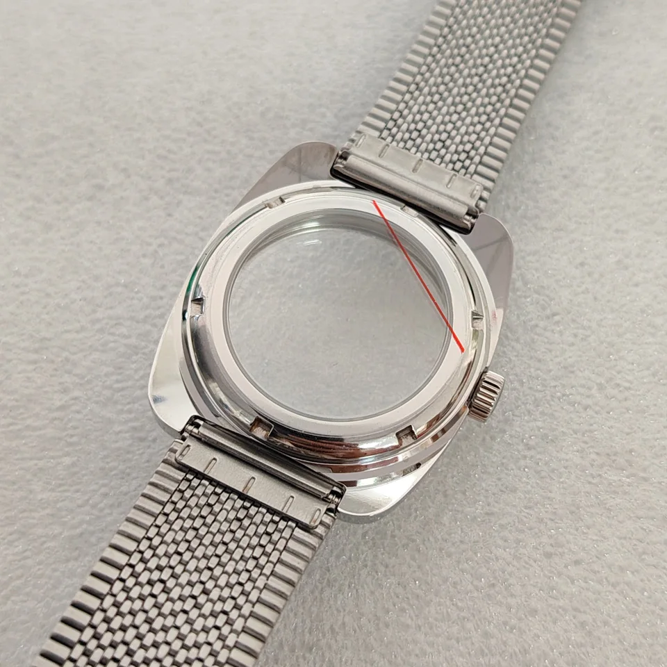 Snake-patterned NH35 Case and Strap 36.5mm Geometric Design Bubble Mirror Watch Modification Accessories for Mechanical Movement