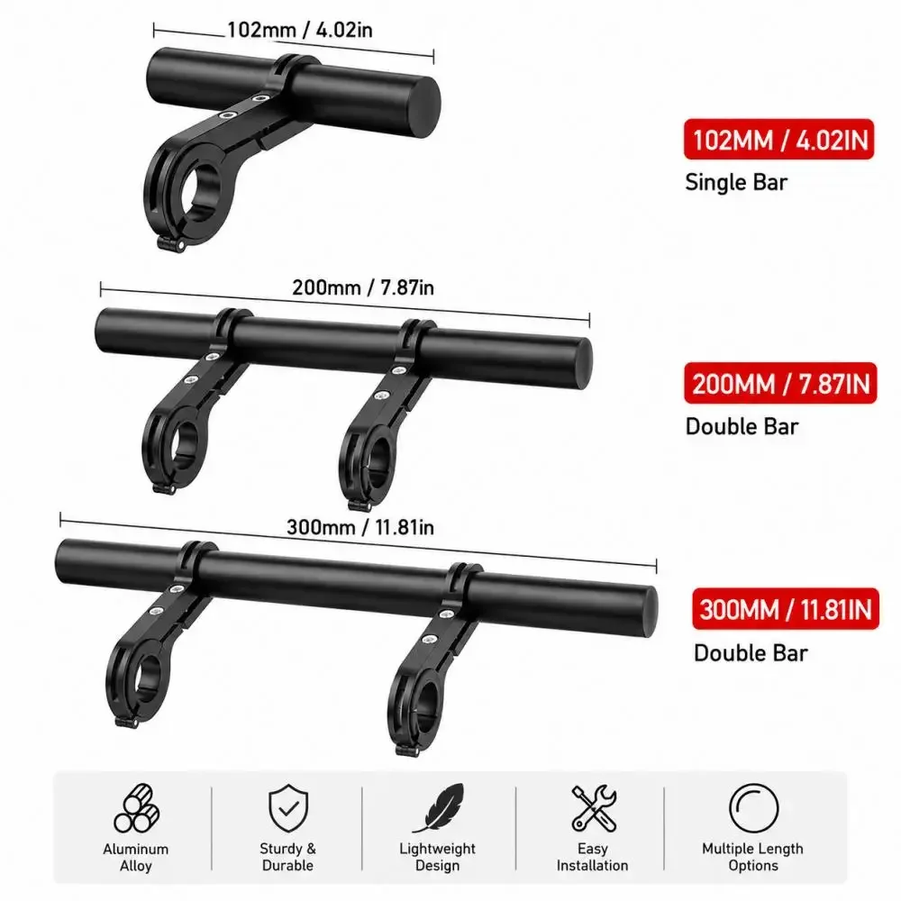 1PC 20/30CM Bicycle Handlebar Extended Bracket MTB Headlight Mount Extented Bar Road Mountain Bike Handlebar Extender Rack Parts