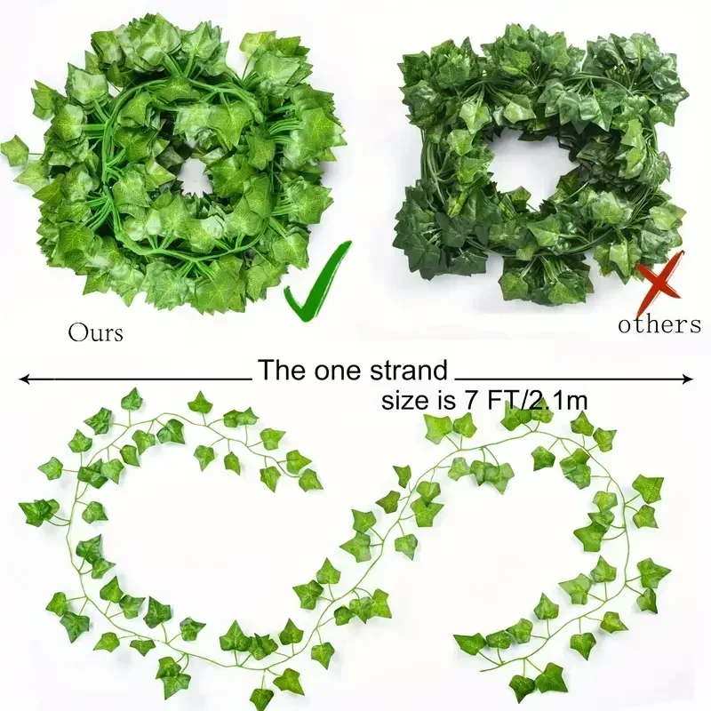 Artificial Green Ivy Leaf Rattan Creeper Leaves Vine Hanging Garland DIY Fake Flowers Plants for Garden Wedding Party Home Decor - view 5