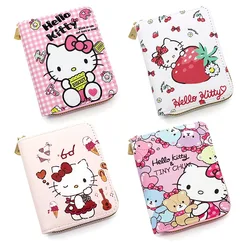 Monedero de Anime de dibujos animados de Hello Kitty, billetera pequeña con cremallera corta fresca, regalos para eventos navideños, Kawaii, Sanrios