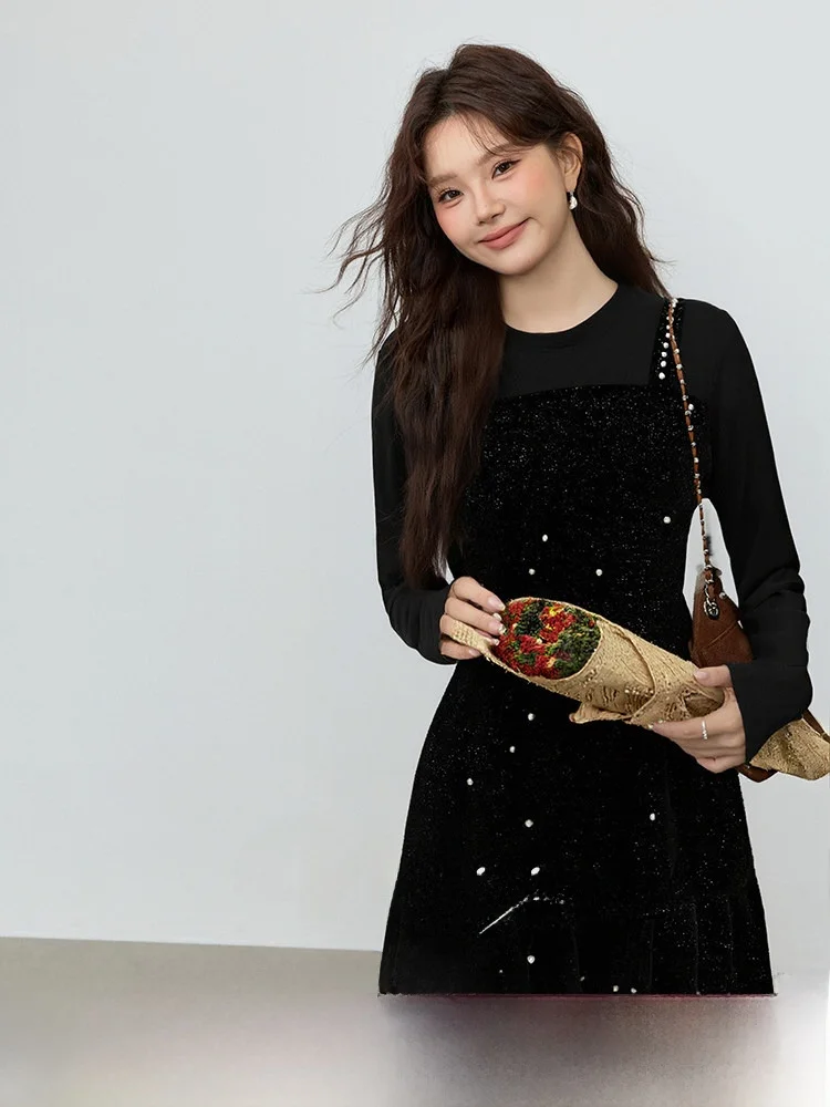 

Юбка-трапеция Dr Hepburn больших размеров с длинным рукавом, из полиэстера, с высокой талией, для повседневной носки, зимняя