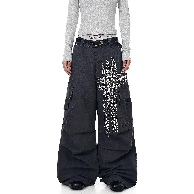 Мужские рабочие брюки в стиле ретро в американском стиле, свободные прямые джинсы с несколькими цветами, уличные брюки со средней талией