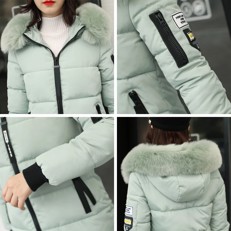 2023 new hooded loose long women winter jacket with fur collar warm thick parka cotton padded female fashion womens coat parkas