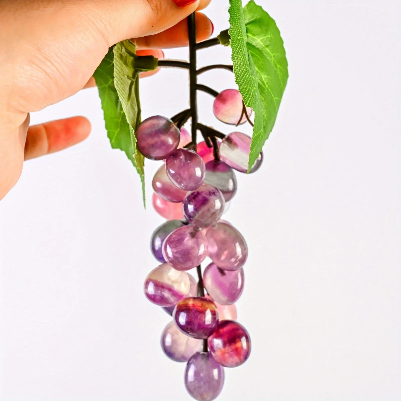 1pc Unique Natural Fluorite Quartz Grape Ornament - Polished Fruit Decor for Home-Ideal Gift for Christmas, Easter